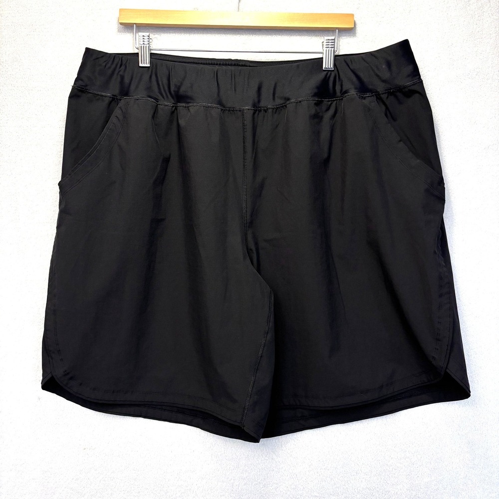 Lands End Shorts Womens 24W Black Pull On Elastic Waist Stretch 9" Inseam Travel